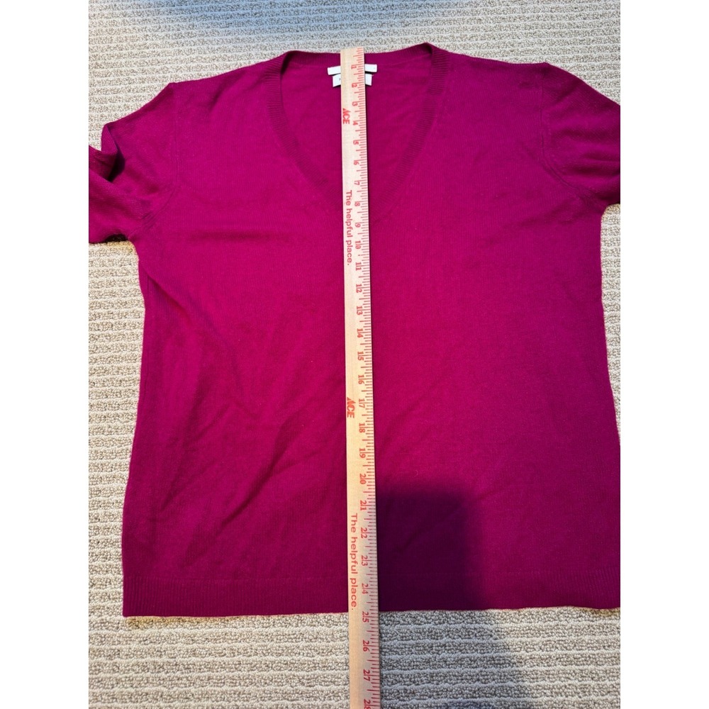 Nordstrom 100% Cashmere V-Neck Sweater Magenta Pink Long Sleeve Womens‎ XL - Picture 7 of 7
